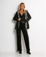 Μπουφάν double face με λάστιχο στη μέση leopard μαύρο