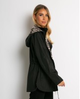 Μπουφάν double face με λάστιχο στη μέση leopard μαύρο