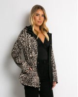 Μπουφάν double face με λάστιχο στη μέση leopard μαύρο