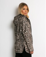 Μπουφάν double face με λάστιχο στη μέση leopard μαύρο