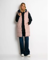 Μπουφάν αμάνικο μακρύ double face ροζ-navy