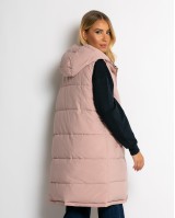 Μπουφάν αμάνικο μακρύ double face ροζ-navy