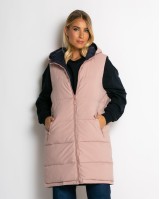 Μπουφάν αμάνικο μακρύ double face ροζ-navy