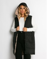 Μπουφάν αμάνικο μακρύ double face μαύρο-μπεζ