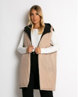 Μπουφάν αμάνικο μακρύ double face μαύρο-μπεζ