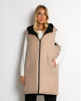 Μπουφάν αμάνικο μακρύ double face μαύρο-μπεζ