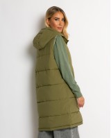 Μπουφάν αμάνικο μακρύ double face χακί-μέντα