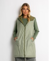 Μπουφάν αμάνικο μακρύ double face χακί-μέντα