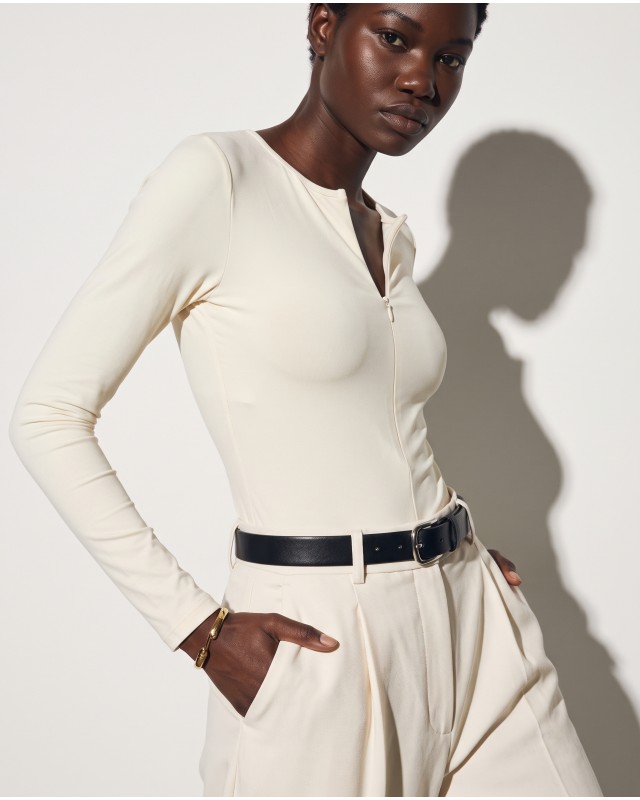Bodysuit με Φερμουάρ off white