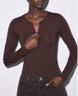 Bodysuit με Φερμουάρ καφέ
