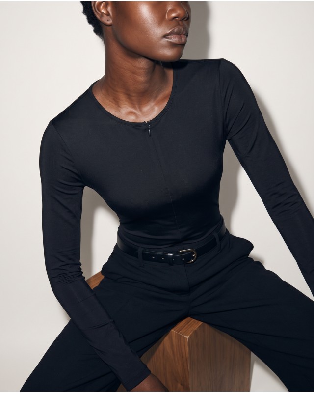 Bodysuit με Φερμουάρ μαύρο