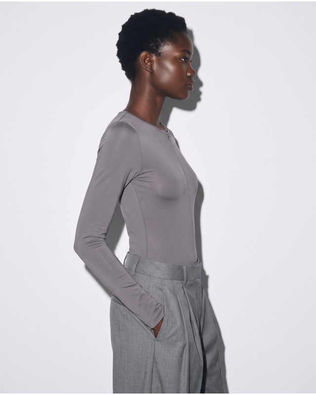 Bodysuit με Φερμουάρ γκρι