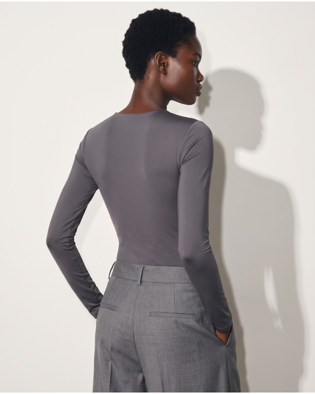 Bodysuit με Φερμουάρ γκρι
