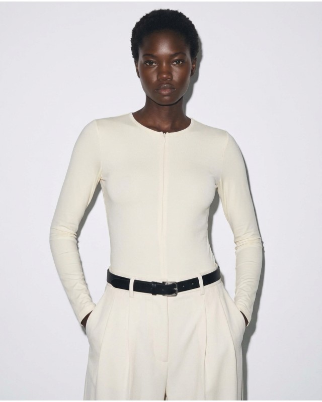 Bodysuit με Φερμουάρ off white
