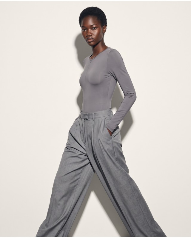 Bodysuit με Φερμουάρ γκρι