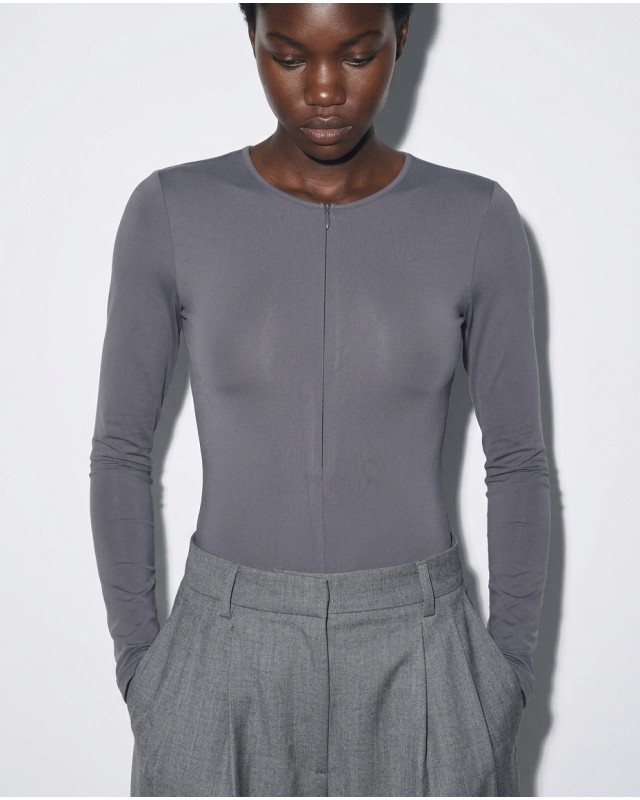 Bodysuit με Φερμουάρ γκρι