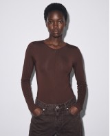 Bodysuit με Φερμουάρ καφέ