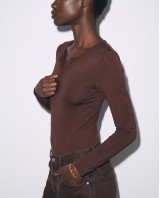 Bodysuit με Φερμουάρ καφέ