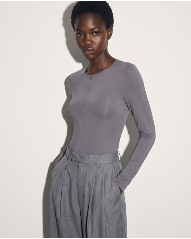 Bodysuit με Φερμουάρ γκρι