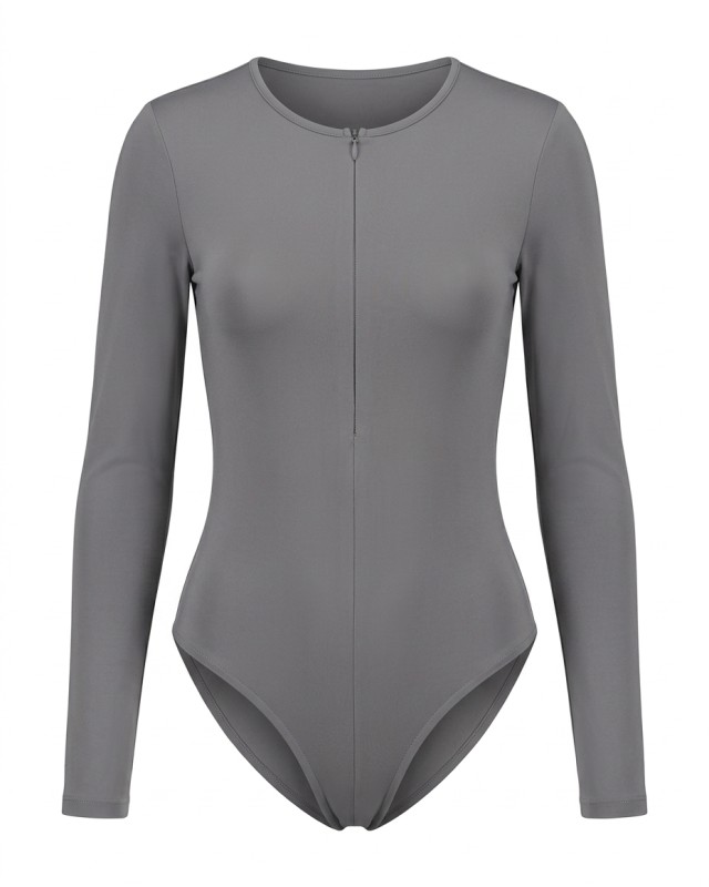 Bodysuit με Φερμουάρ γκρι