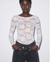 Floral Lace Bodysuit με Λαιμόκοψη Χαμόγελο white 