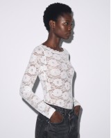 Floral Lace Bodysuit με Λαιμόκοψη Χαμόγελο white 