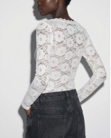 Floral Lace Bodysuit με Λαιμόκοψη Χαμόγελο white 