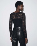 Floral Lace Bodysuit με Λαιμόκοψη Χαμόγελο black
