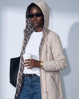 Μπουφάν double face με λάστιχο στη μέση leopard beige
