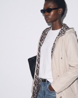 Μπουφάν double face με λάστιχο στη μέση leopard beige