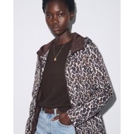 Μπουφάν double face με λάστιχο στη μέση leopard καφέ