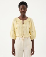 Striped Boho Embroidered Blouse yellow