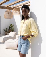 Striped Boho Embroidered Blouse yellow