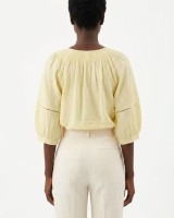 Striped Boho Embroidered Blouse yellow