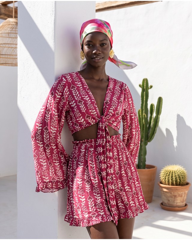 "Elysian" Boho set berry pink