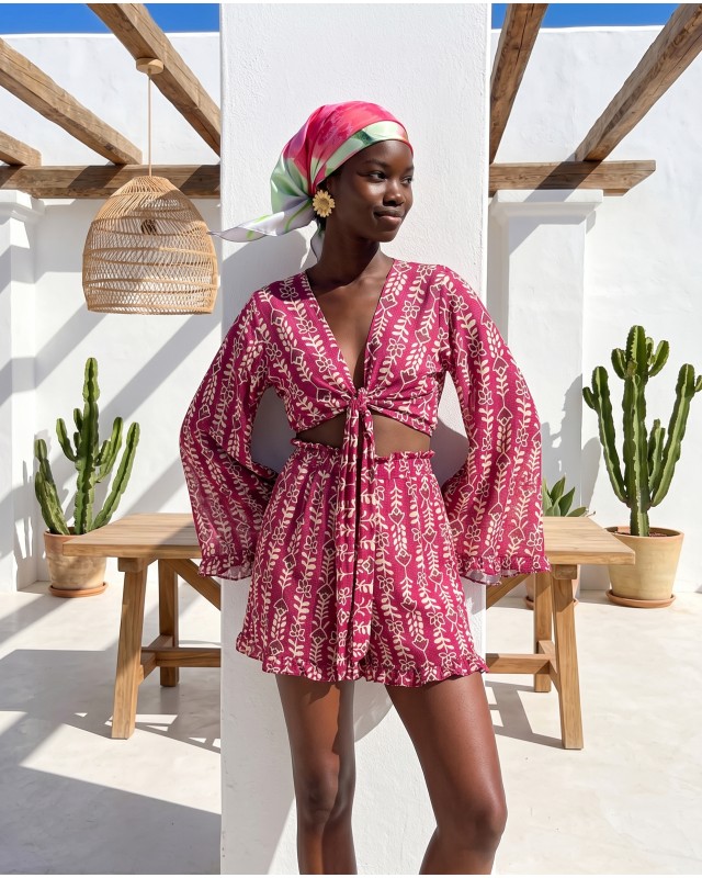 "Elysian" Boho set berry pink