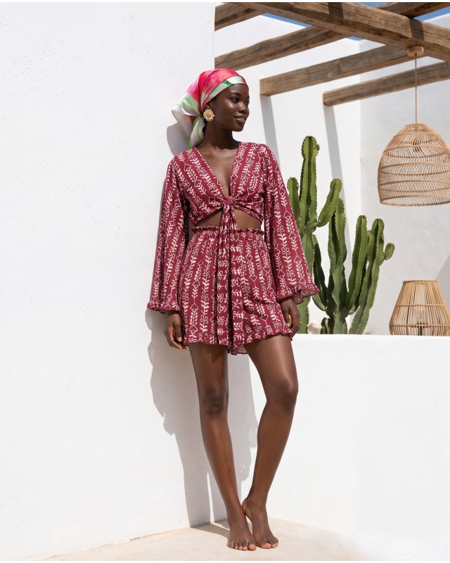 "Elysian" Boho set berry pink