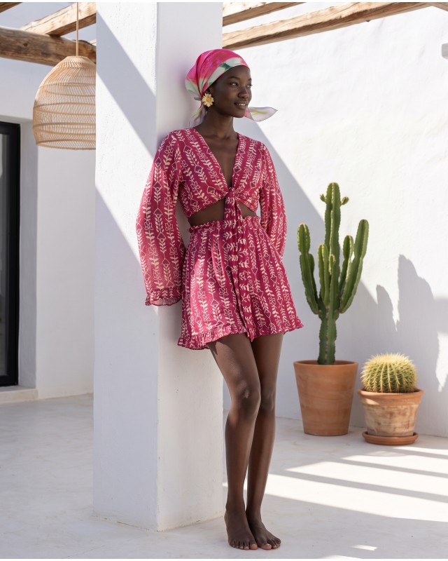 "Elysian" Boho set berry pink