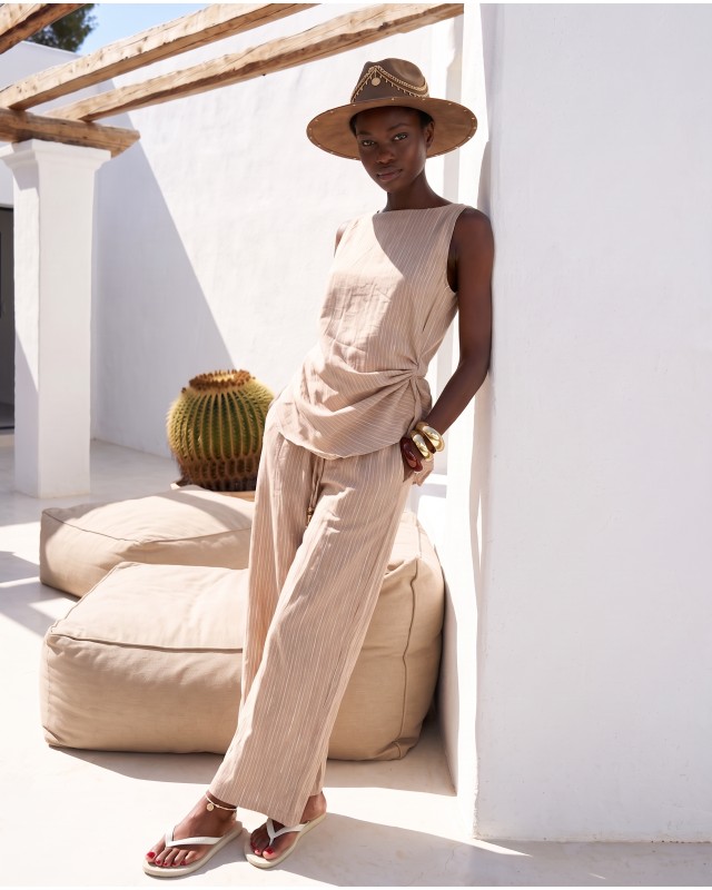 Asymmetric Draped Set – beige 