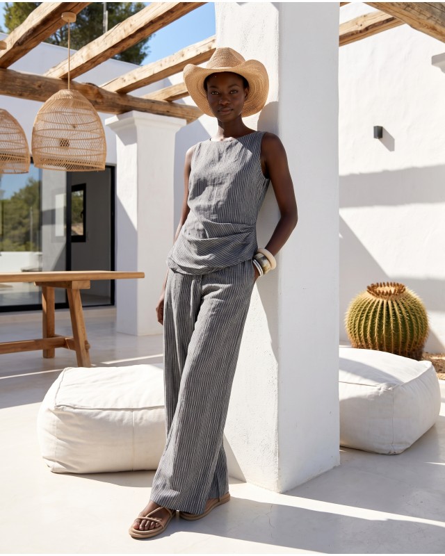 Asymmetric Draped Set – Charcoal Grey