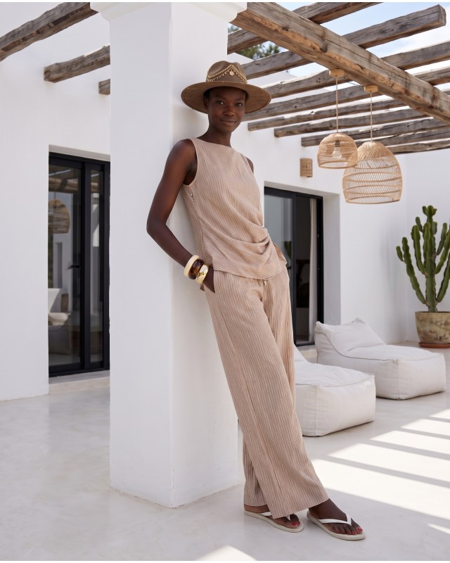 Asymmetric Draped Set – beige 