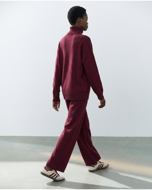 Πλεκτό Σετ Ζιβάγκο & Παντελόνα wine red