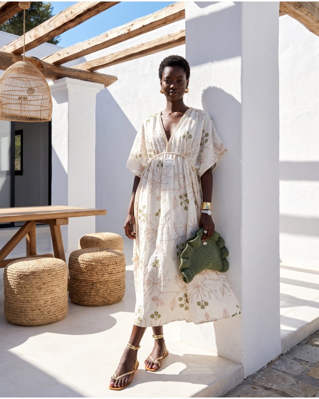Φόρεμα ethereal resort με ανάλαφρα μανίκια green