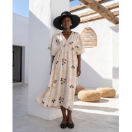 Φόρεμα ethereal resort με ανάλαφρα μανίκια brown