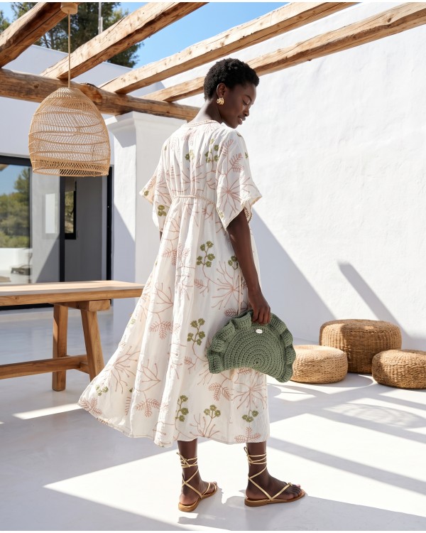 Φόρεμα ethereal resort με ανάλαφρα μανίκια green