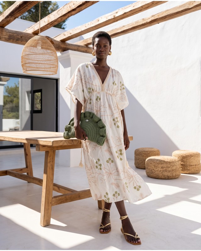 Φόρεμα ethereal resort με ανάλαφρα μανίκια green
