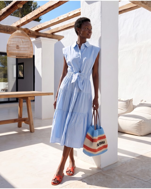 Shirt Dress με Cut-Out light blue