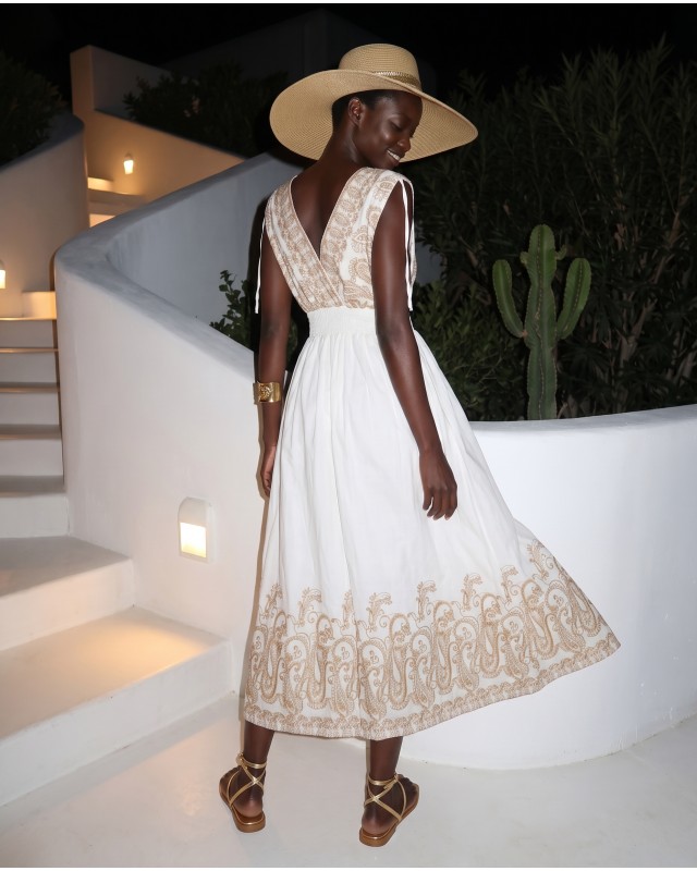 "Amara" Embroidered White Maxi Dress
