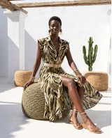 Tropical Print Belted Dress olive