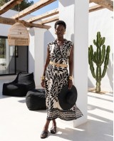 Leaf Print Belted Dress black